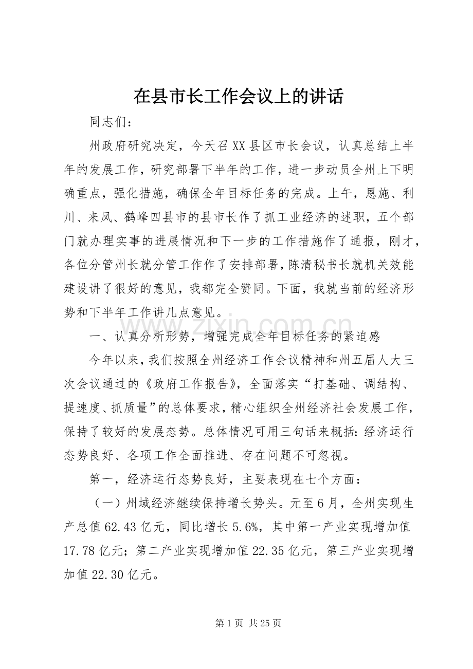 在县市长工作会议上的讲话.docx_第1页