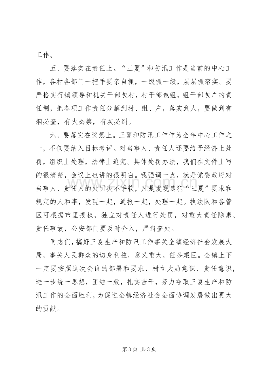 镇党委书记在“三夏”暨防汛工作动员会上的讲话.docx_第3页