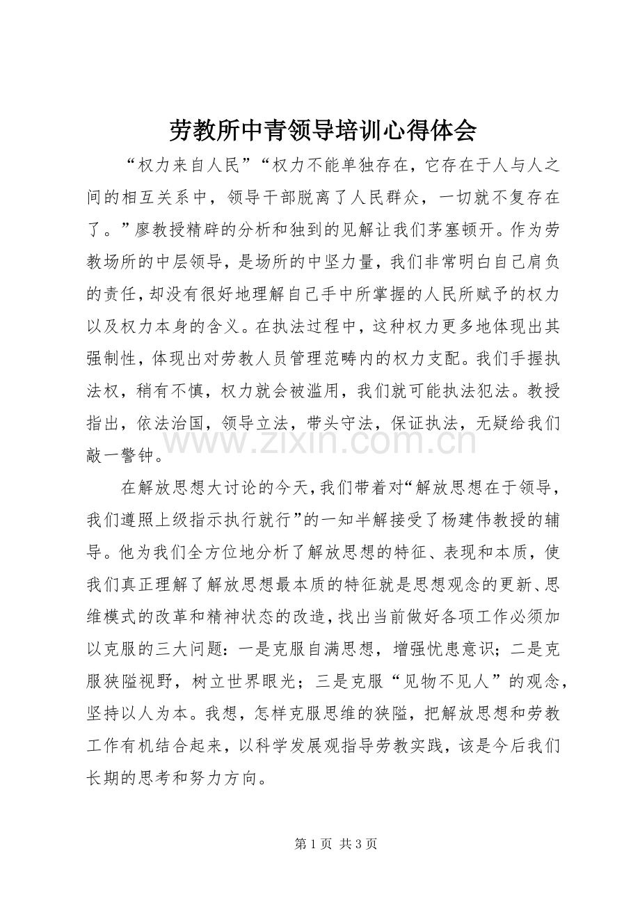 劳教所中青领导培训心得体会.docx_第1页