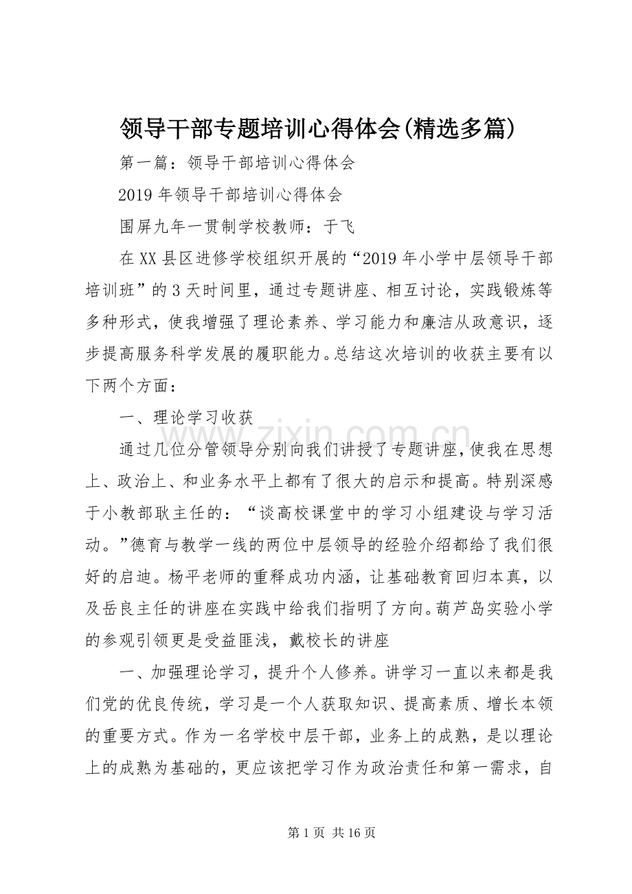 领导干部专题培训心得体会(多篇).docx_第1页