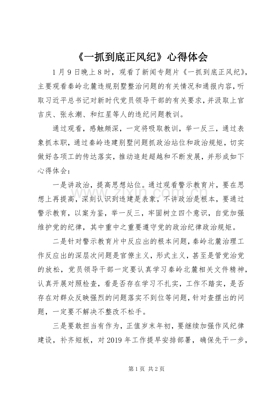 《一抓到底正风纪》心得体会.docx_第1页