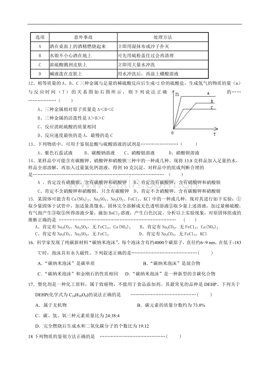 九年级化学二模试题.doc_第2页