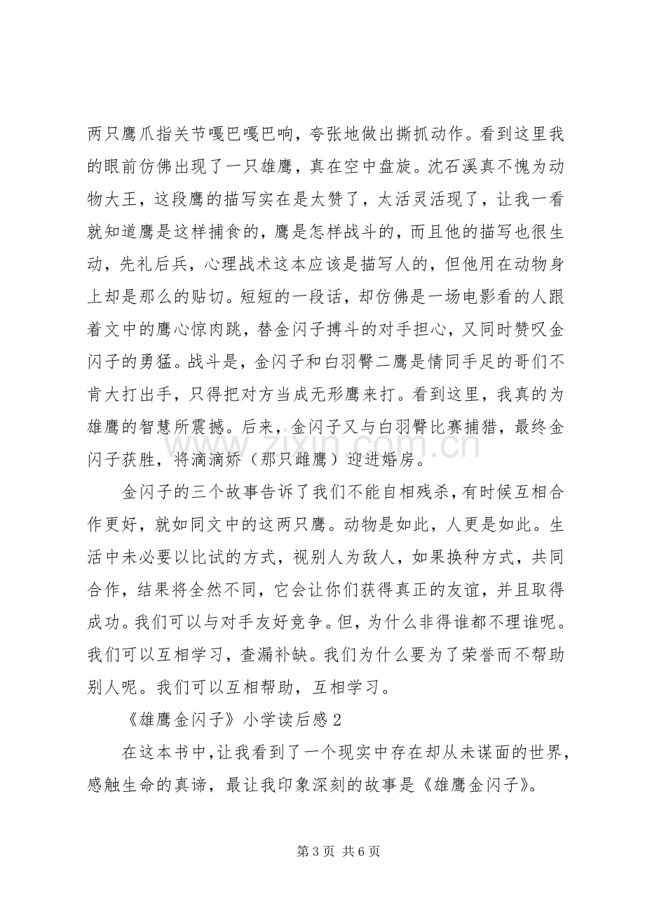 《雄鹰金闪子》小学读后感范文（3篇）.docx_第3页