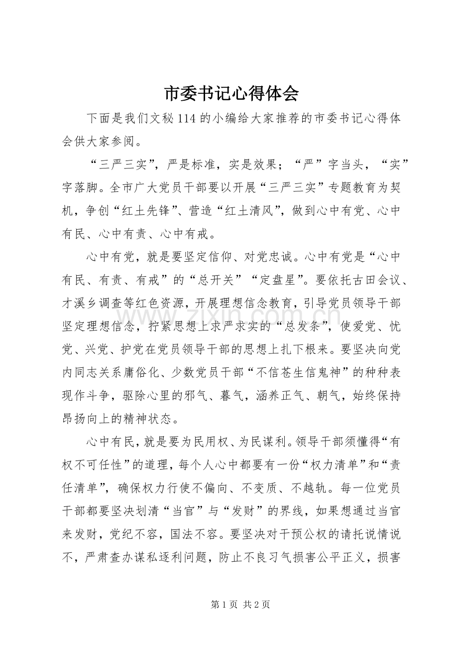 市委书记心得体会.docx_第1页