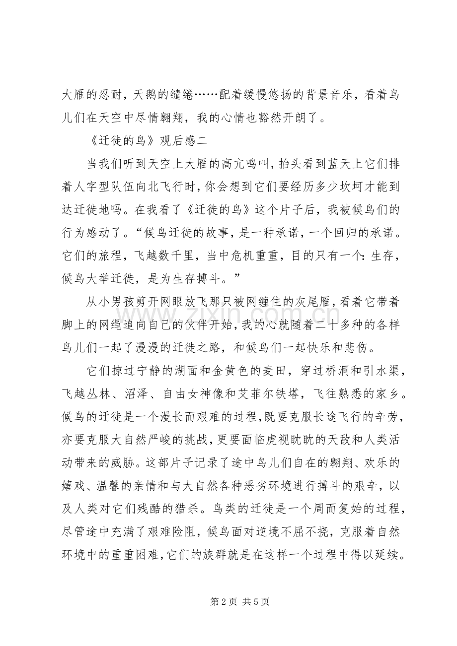 《迁徙的鸟》观后感.docx_第2页