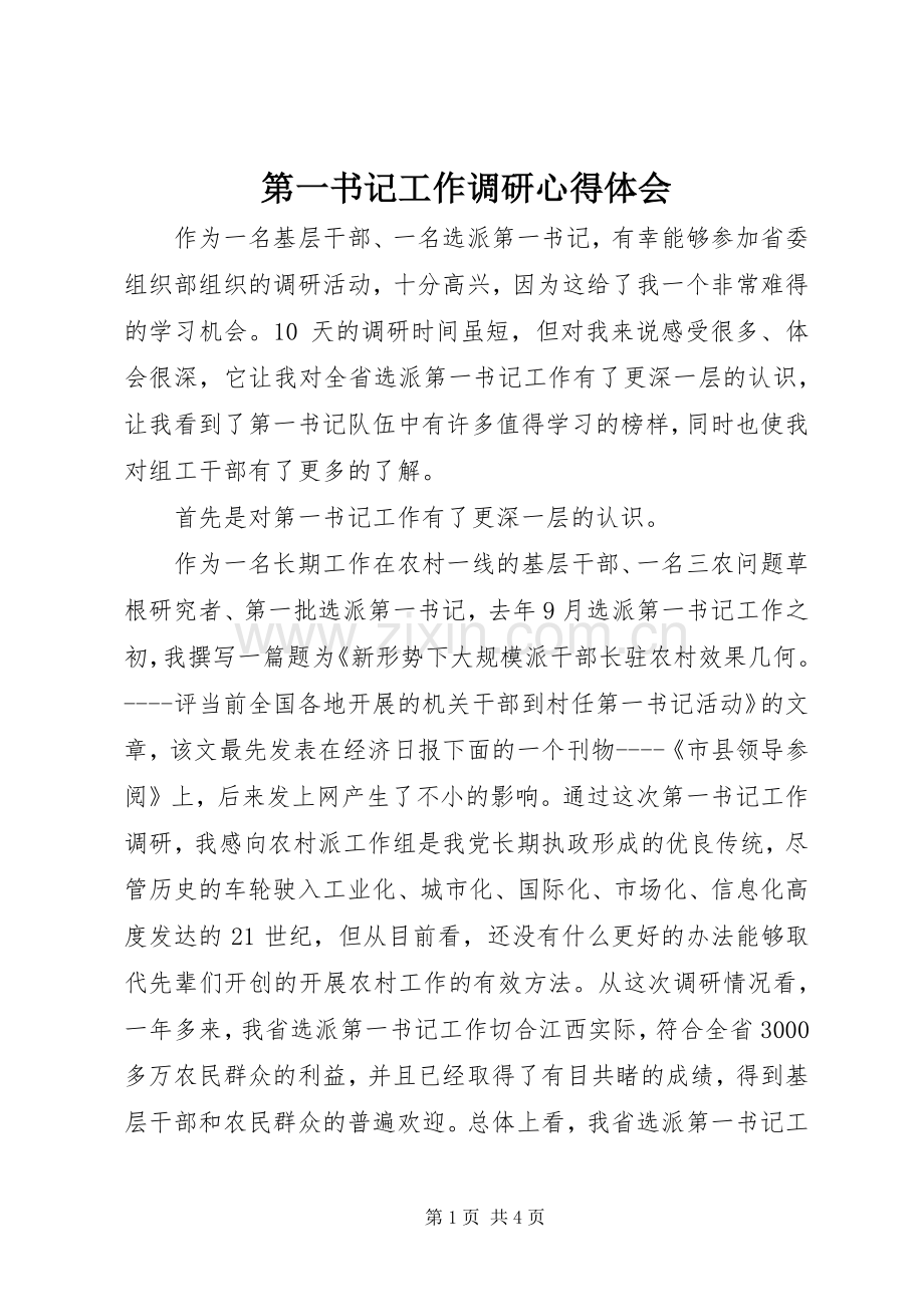 第一书记工作调研心得体会.docx_第1页