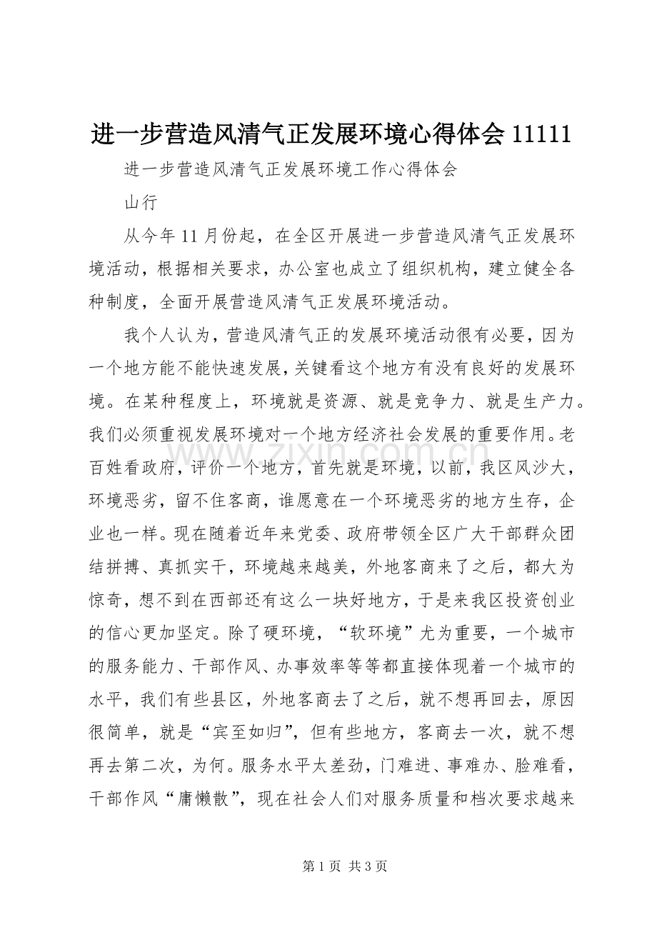 进一步营造风清气正发展环境心得体会11111.docx_第1页