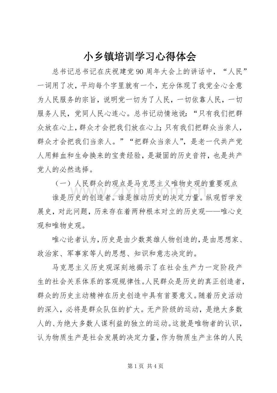 小乡镇培训学习心得体会.docx_第1页