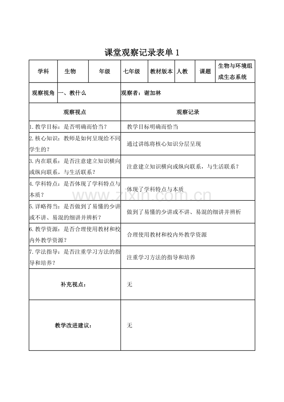 课堂观察记录表单-(4).doc_第1页