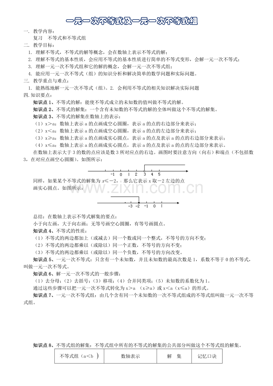 不等式(组)中考数学复习之专题三-不等式和不等式组zhongdian.doc_第1页