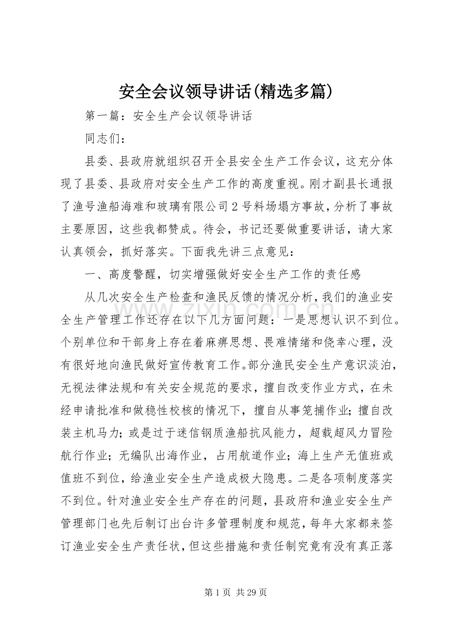 安全会议领导讲话(多篇).docx_第1页