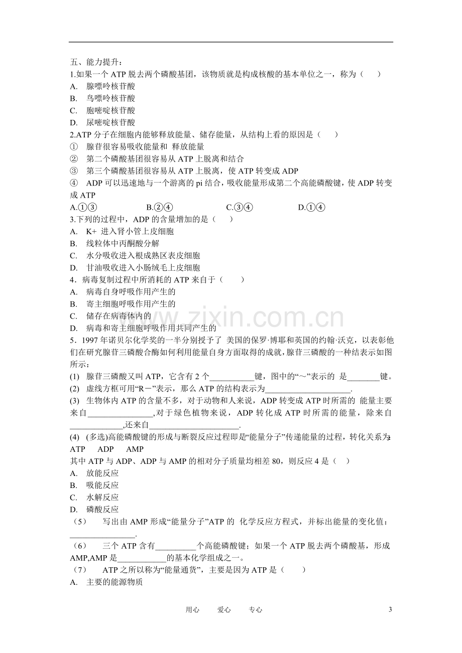 高中生物《细胞的能量“通货”──ATP》学案3-新人教版必修1.doc_第3页