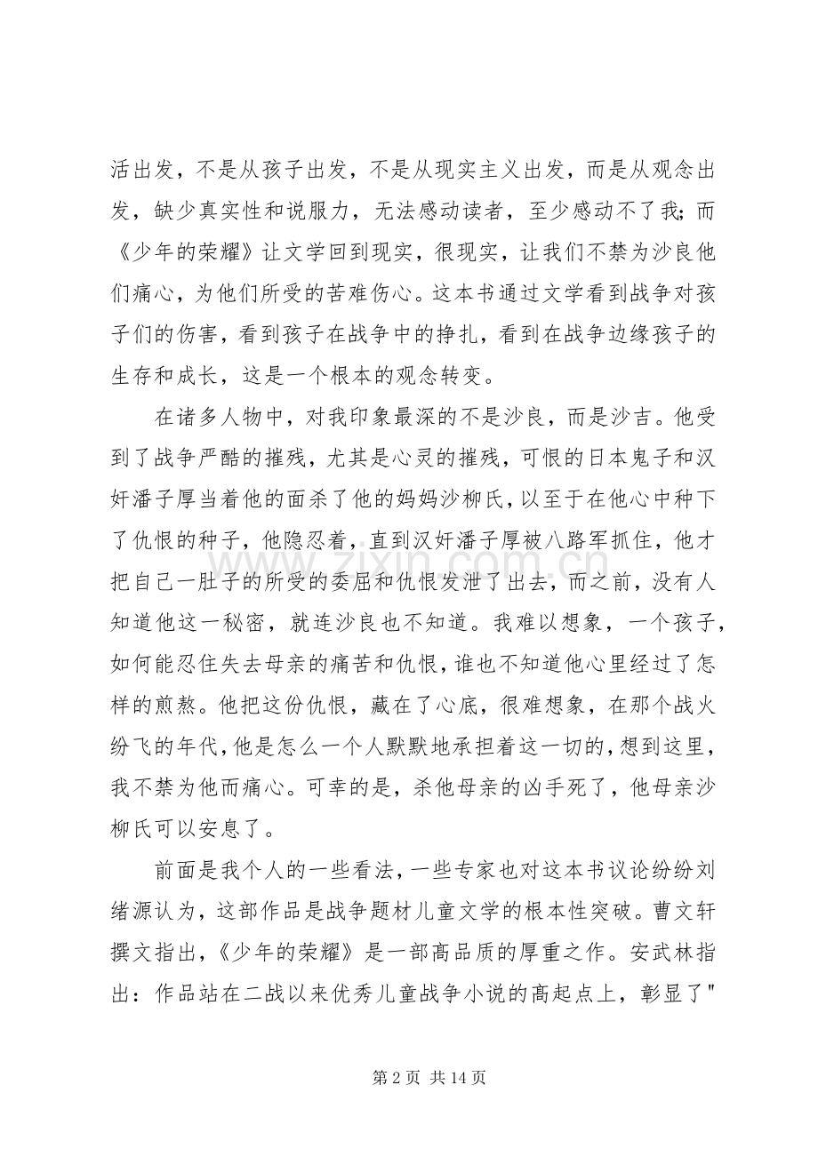 少年的荣耀读后感.docx_第2页