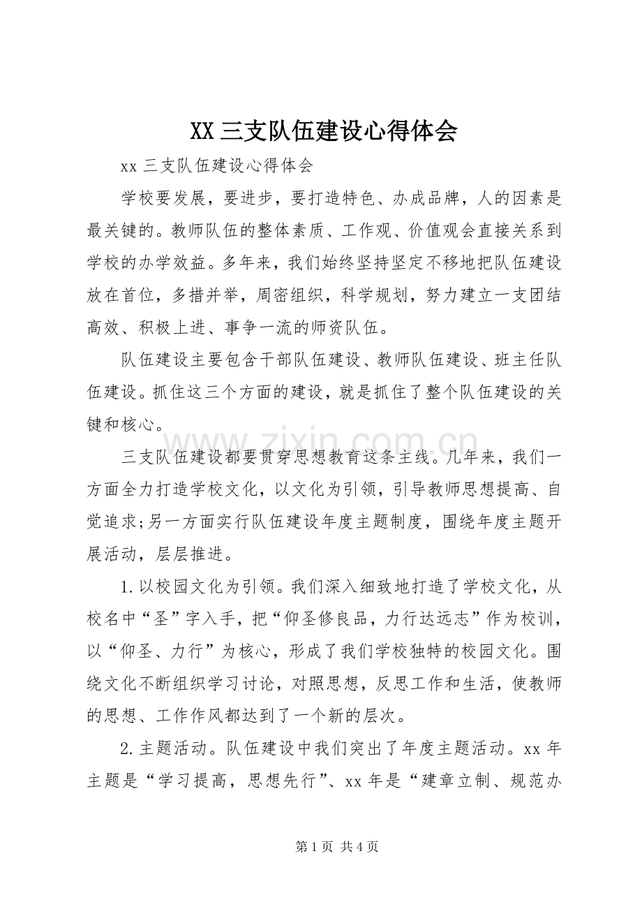 XX三支队伍建设心得体会.docx_第1页