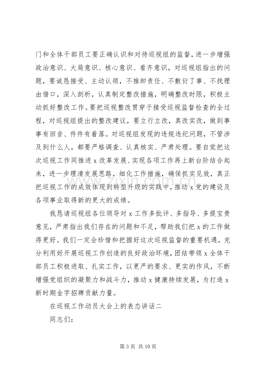 在巡视动员会议上的表态发言材料三篇.docx_第3页