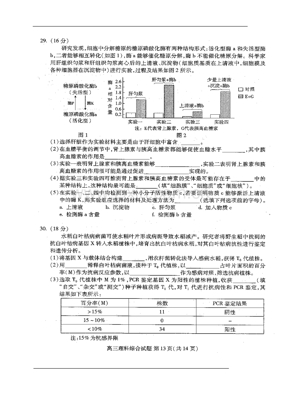 2014届北京市海淀区高三下学期3月适应性练习生物试题及答案.doc_第3页