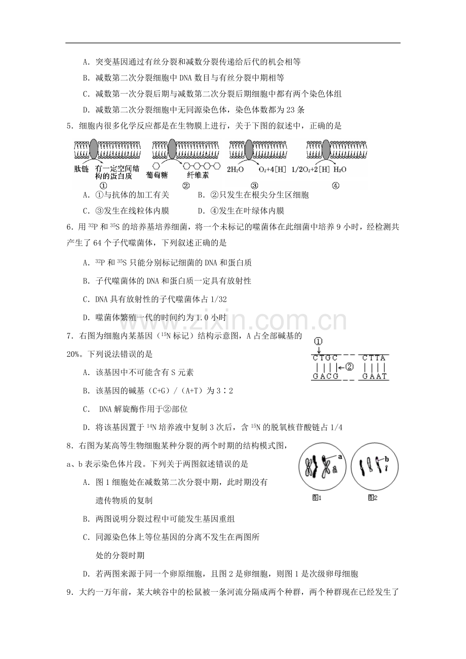 海南省2012年高考生物压轴卷试卷.doc_第2页