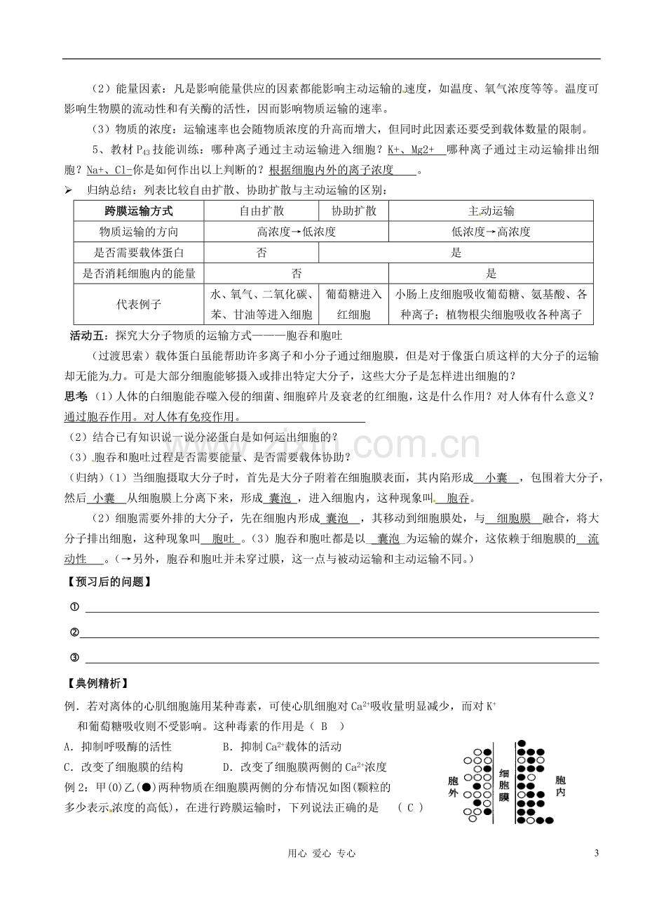 湖南省隆回县万和实验学校高中生物《物质跨膜运输的方式》学案-新人教版必修1.doc_第3页