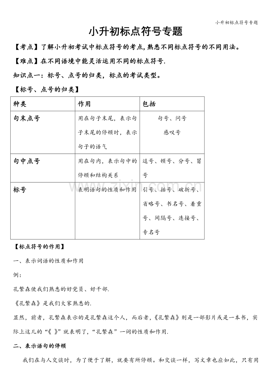 小升初标点符号专题.doc_第1页