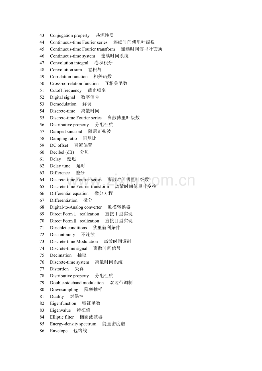 信号及系统常用词汇中英文对照表.doc_第2页