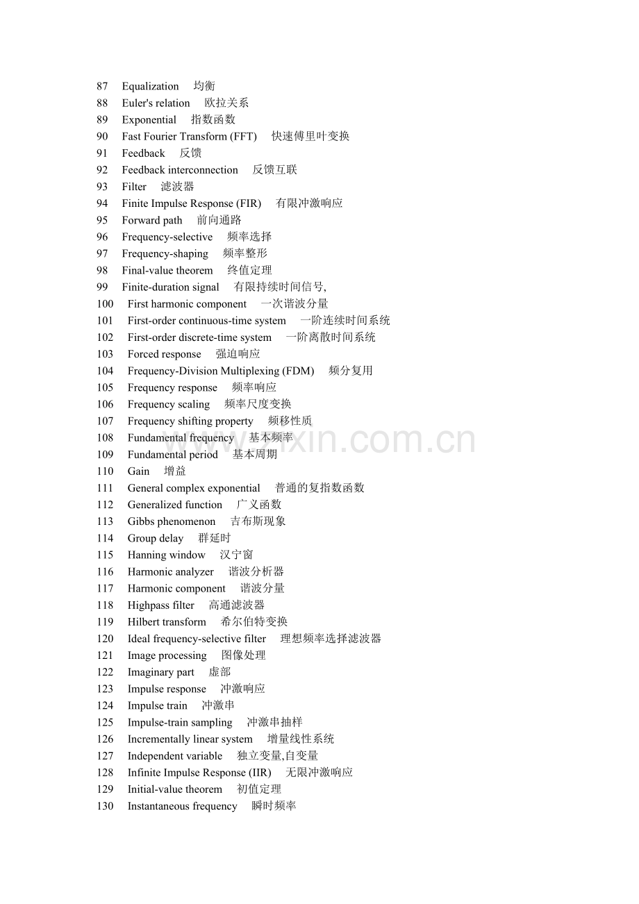 信号及系统常用词汇中英文对照表.doc_第3页