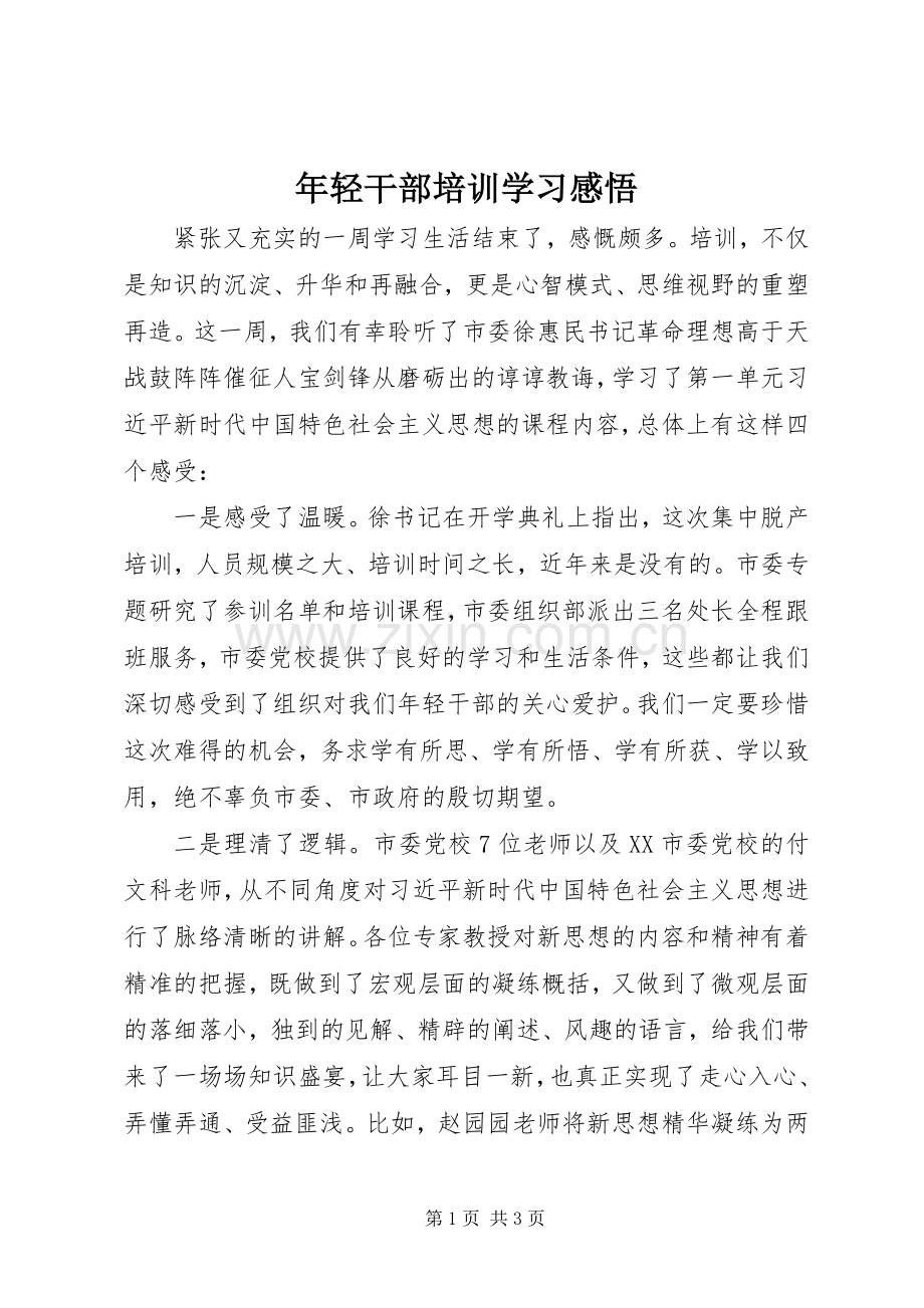 年轻干部培训学习感悟.docx_第1页