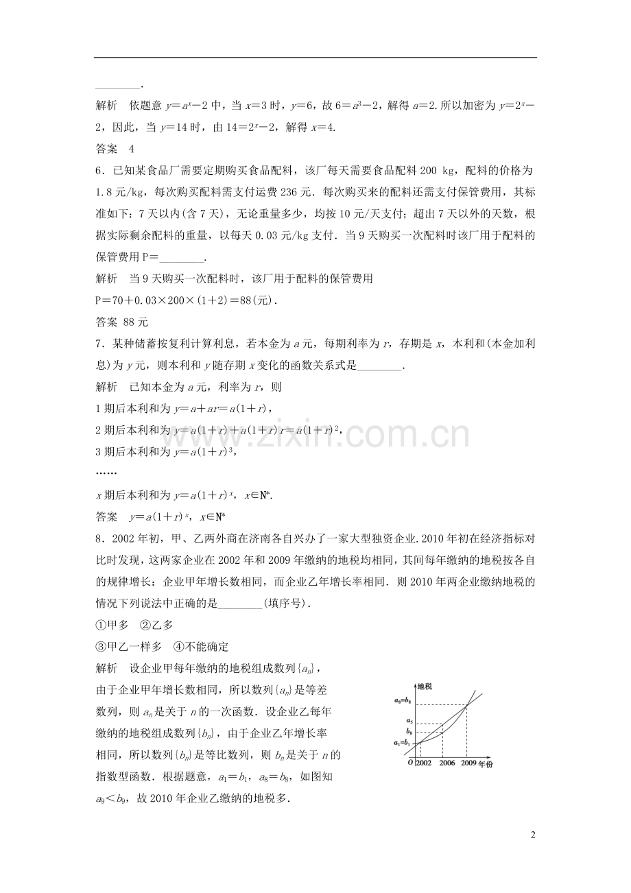 【步步高】2014届高三数学大一轮复习-2.10-函数模型及其应用课时检测-理-苏教版.doc_第2页