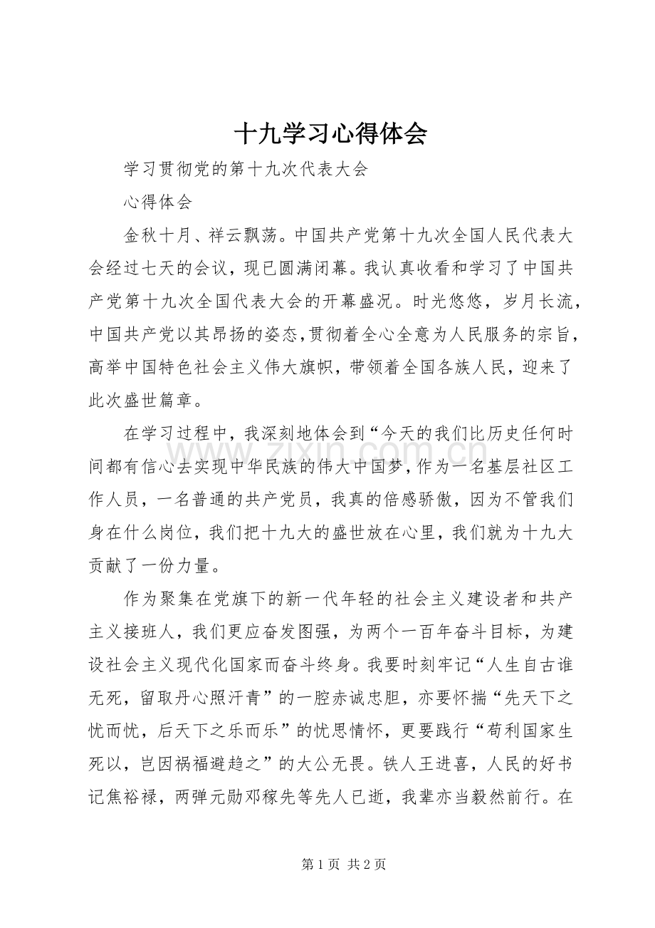 十九学习心得体会.docx_第1页