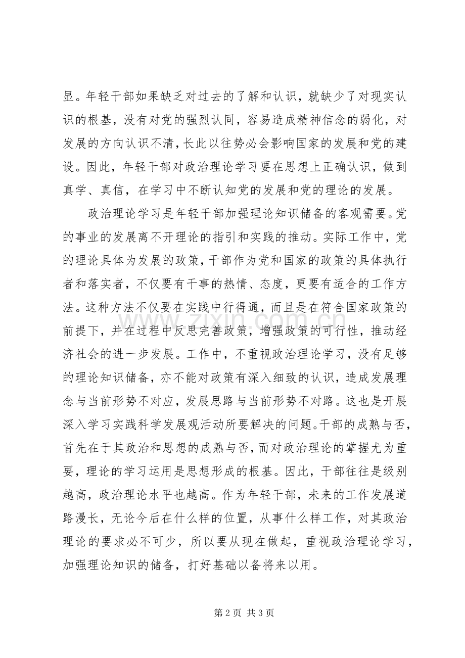 年轻干部政治理论学习心得体会.docx_第2页