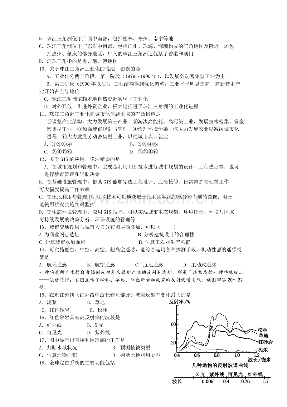 地理必修三测试卷(附答案).doc_第2页