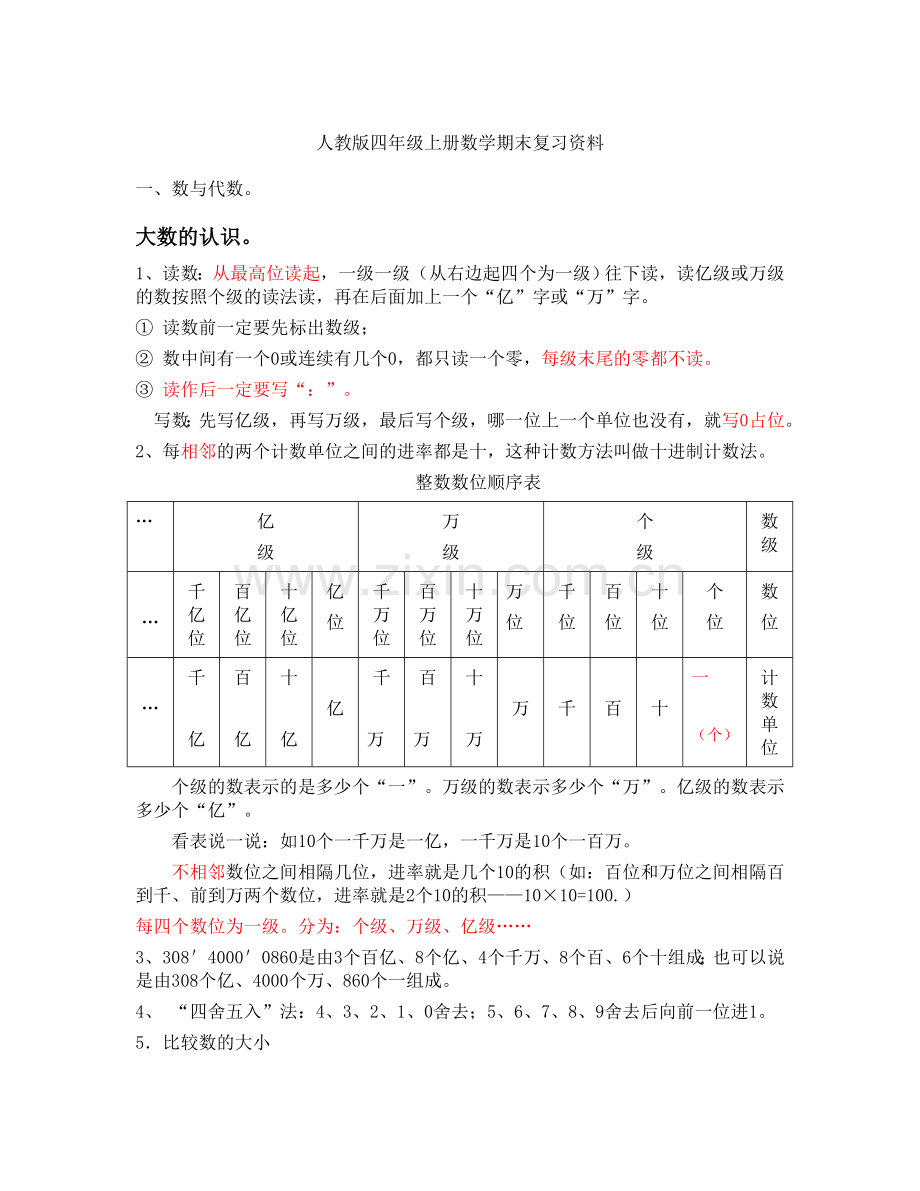 人教版四年级上册数学期末复习资1.doc_第1页