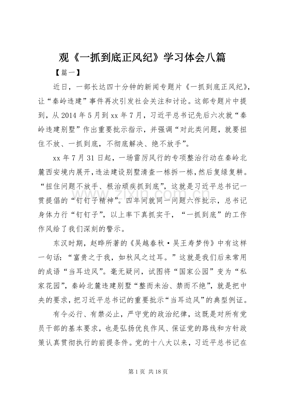 观《一抓到底正风纪》学习体会八篇.docx_第1页