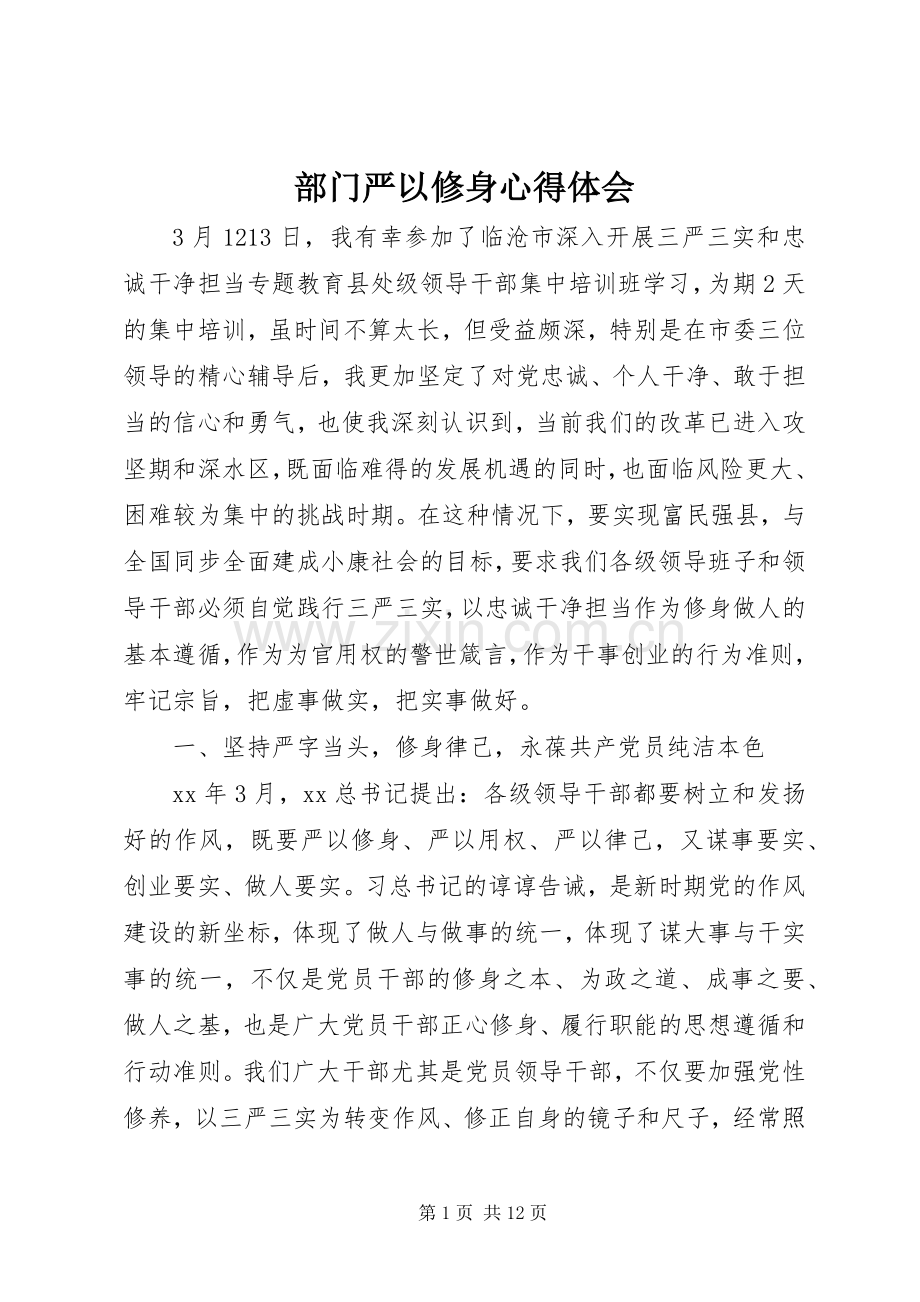 部门严以修身心得体会.docx_第1页