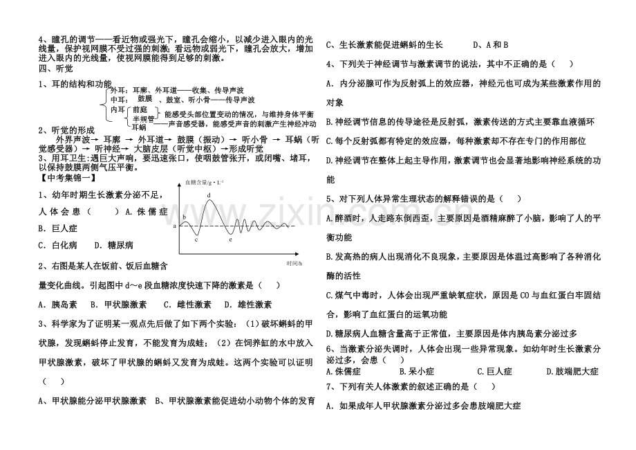 人体生命活动的调节中考复习学生版.doc_第2页