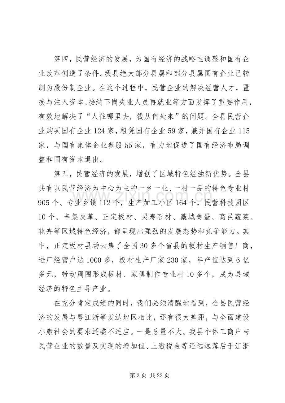 民营经济工作大会县长发言稿.docx_第3页