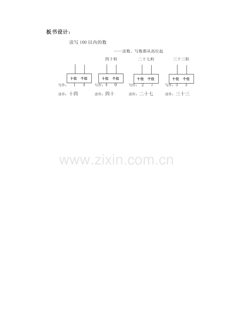 小学数学人教一年级板书设计.doc_第1页