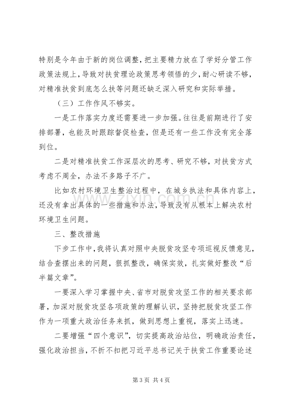 脱贫攻坚专项巡视整改专题生活会个人发言提纲.docx_第3页