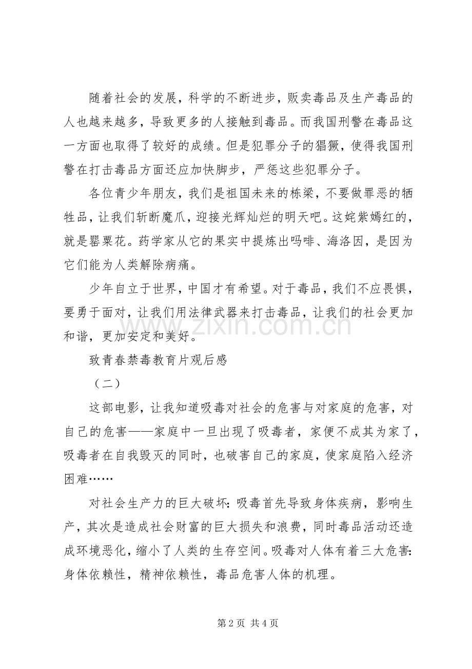 致青春禁毒教育片观后感.docx_第2页