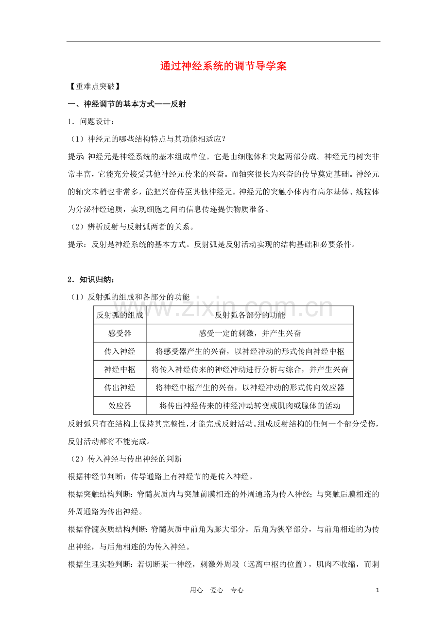 2012高三生物一轮复习-通过神经系统的调节导学案-新人教版.doc_第1页