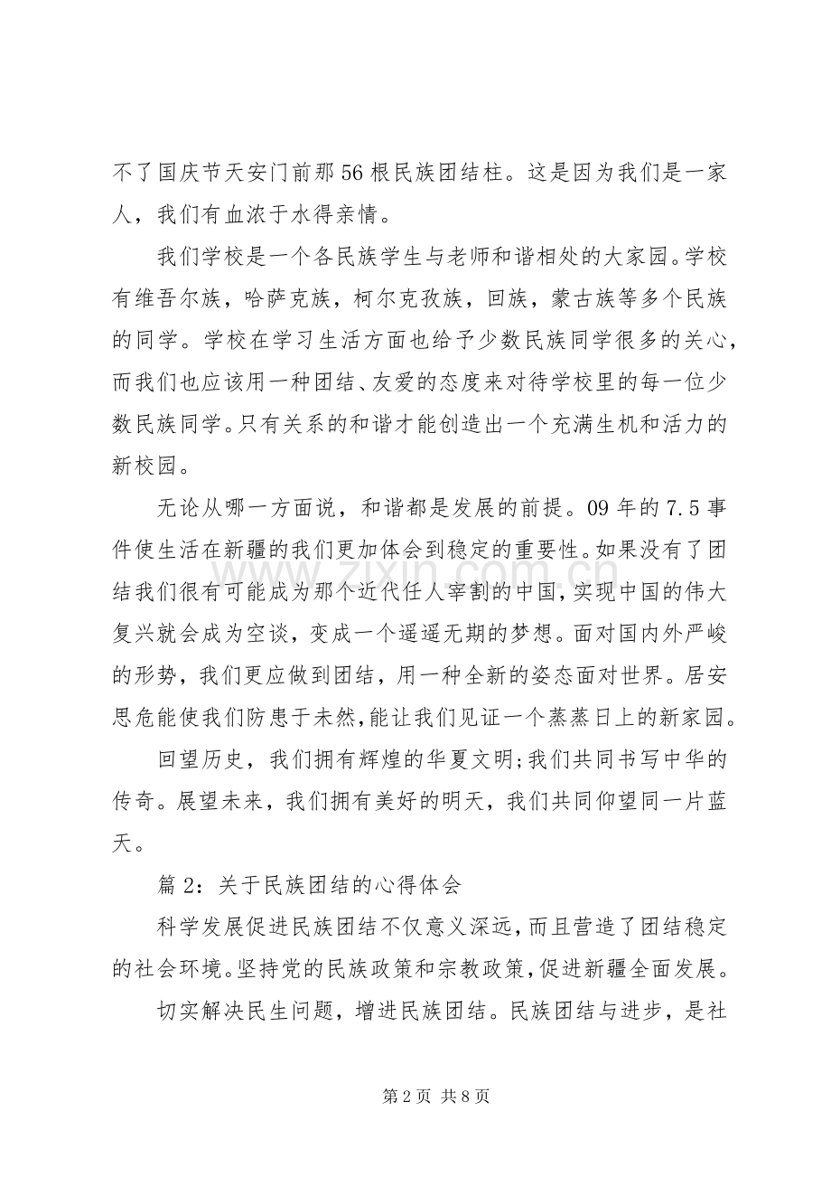 关于民族团结的心得体会3篇.docx_第2页