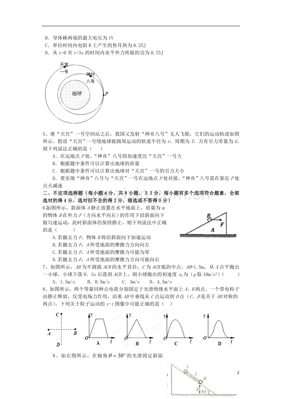 山西省山大附中2014届高三物理8月月考试题新人教版.doc_第2页