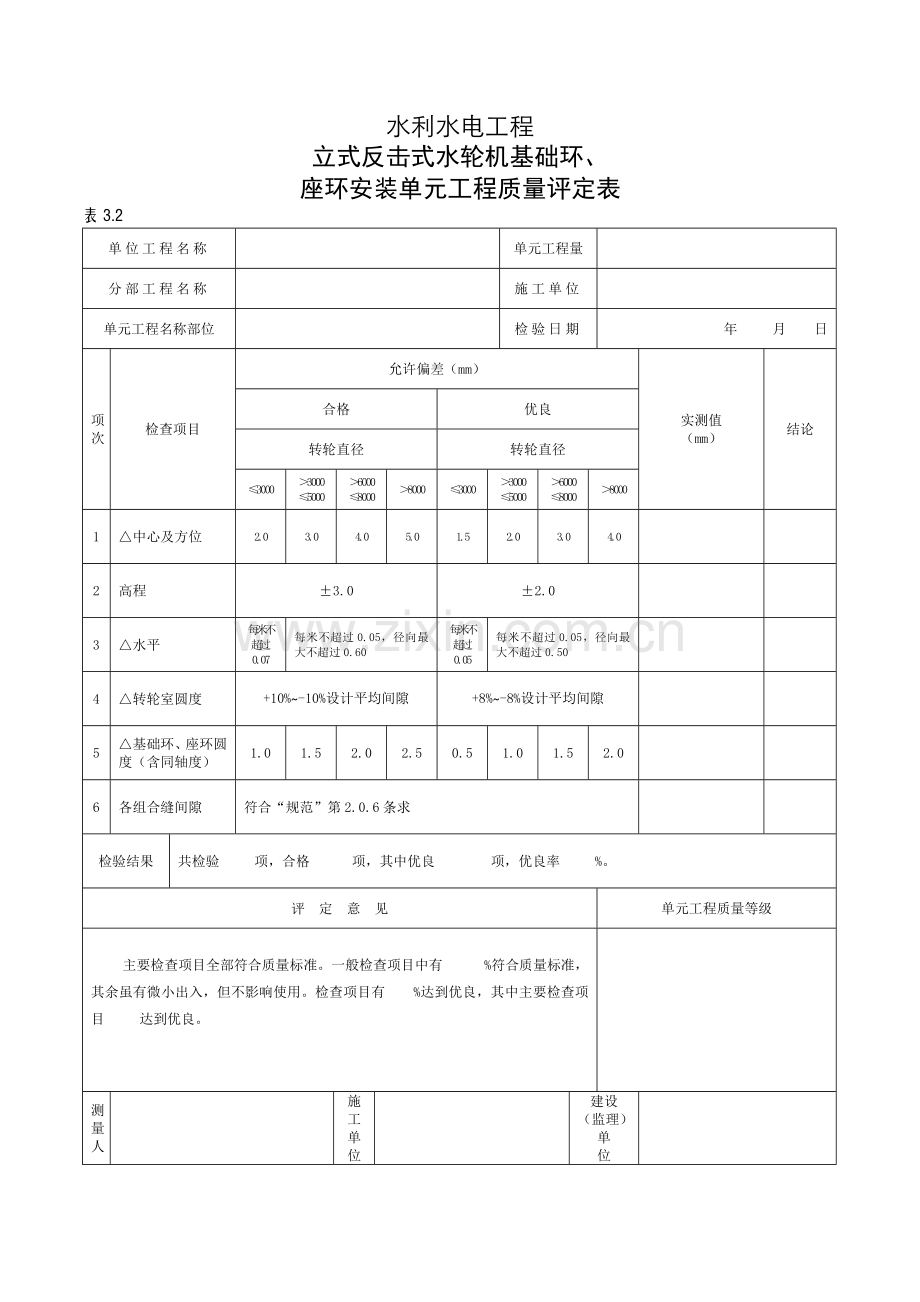 水轮发电机组安装工程单元质量评定表.doc_第3页