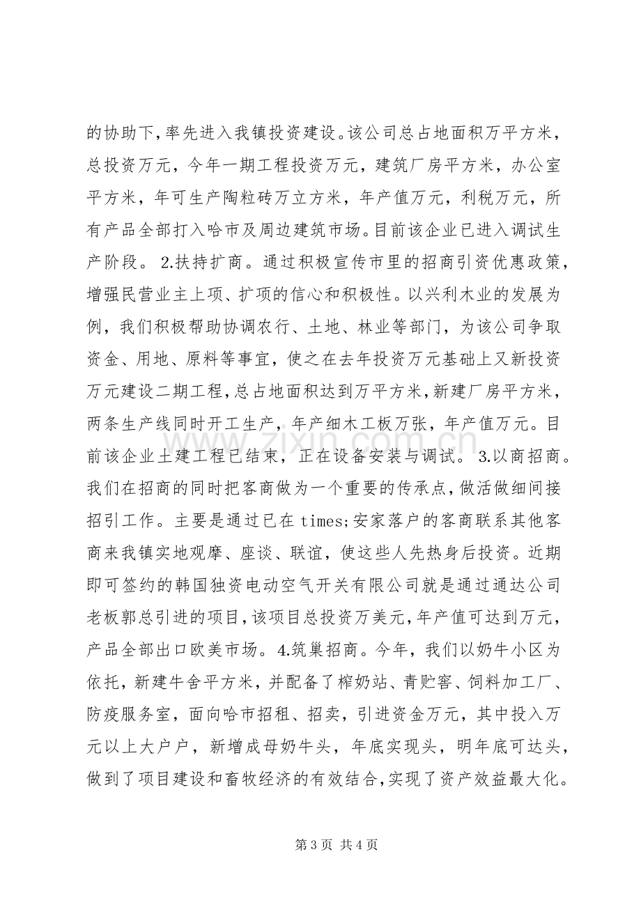 乡镇招商引资典型经验发言材料.docx_第3页