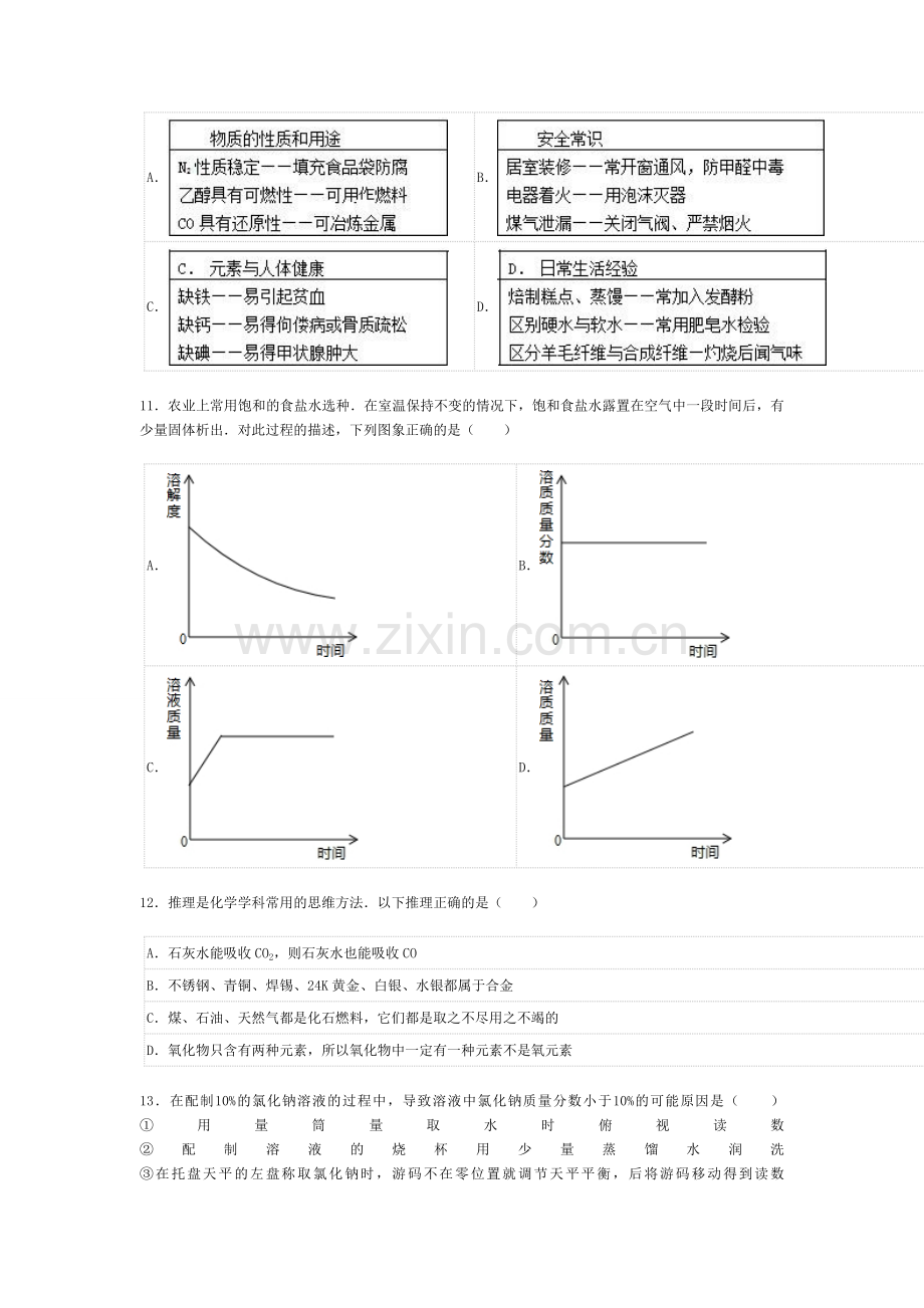 九年级化学上学期期末化学试卷.doc_第3页