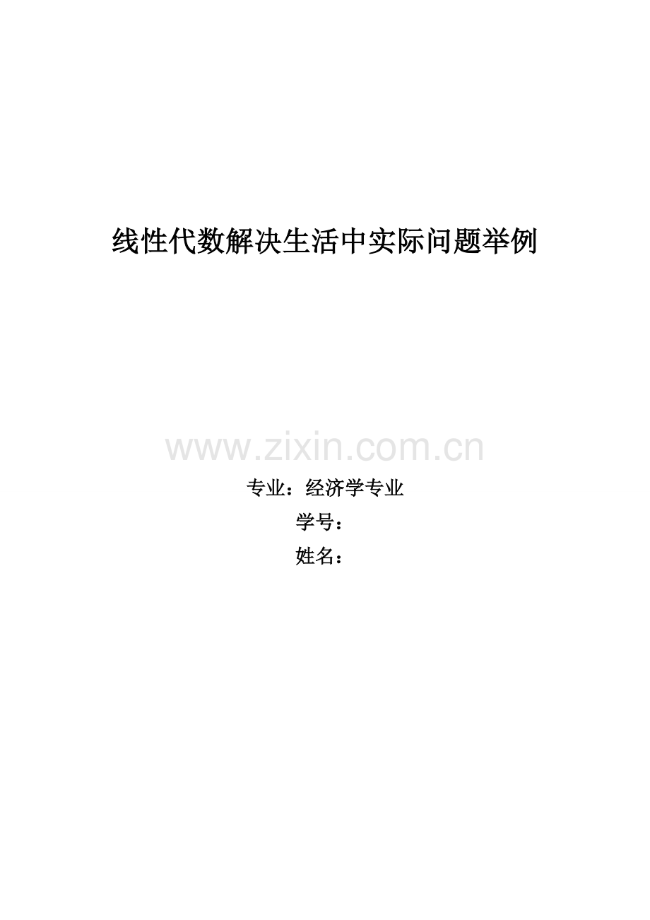 线性代数在经济学中的应用.doc_第1页