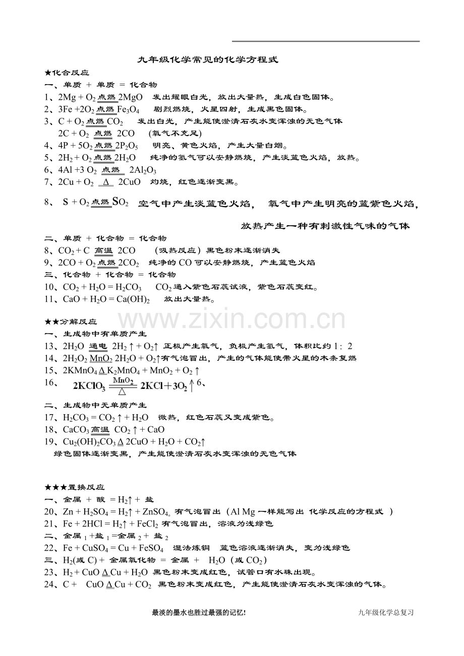 初中常见的化学方程式.doc_第1页