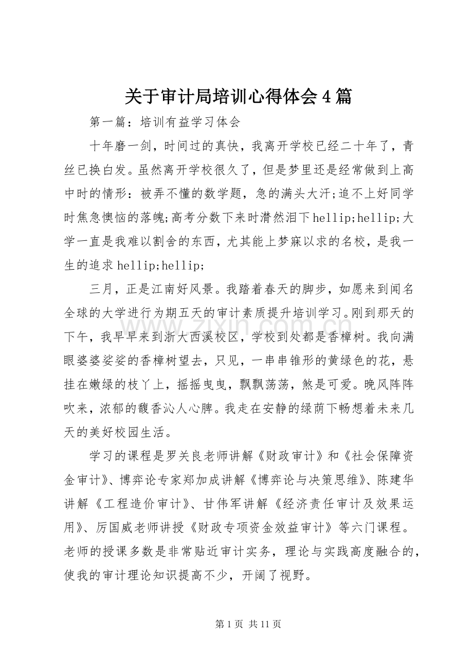 关于审计局培训心得体会4篇.docx_第1页