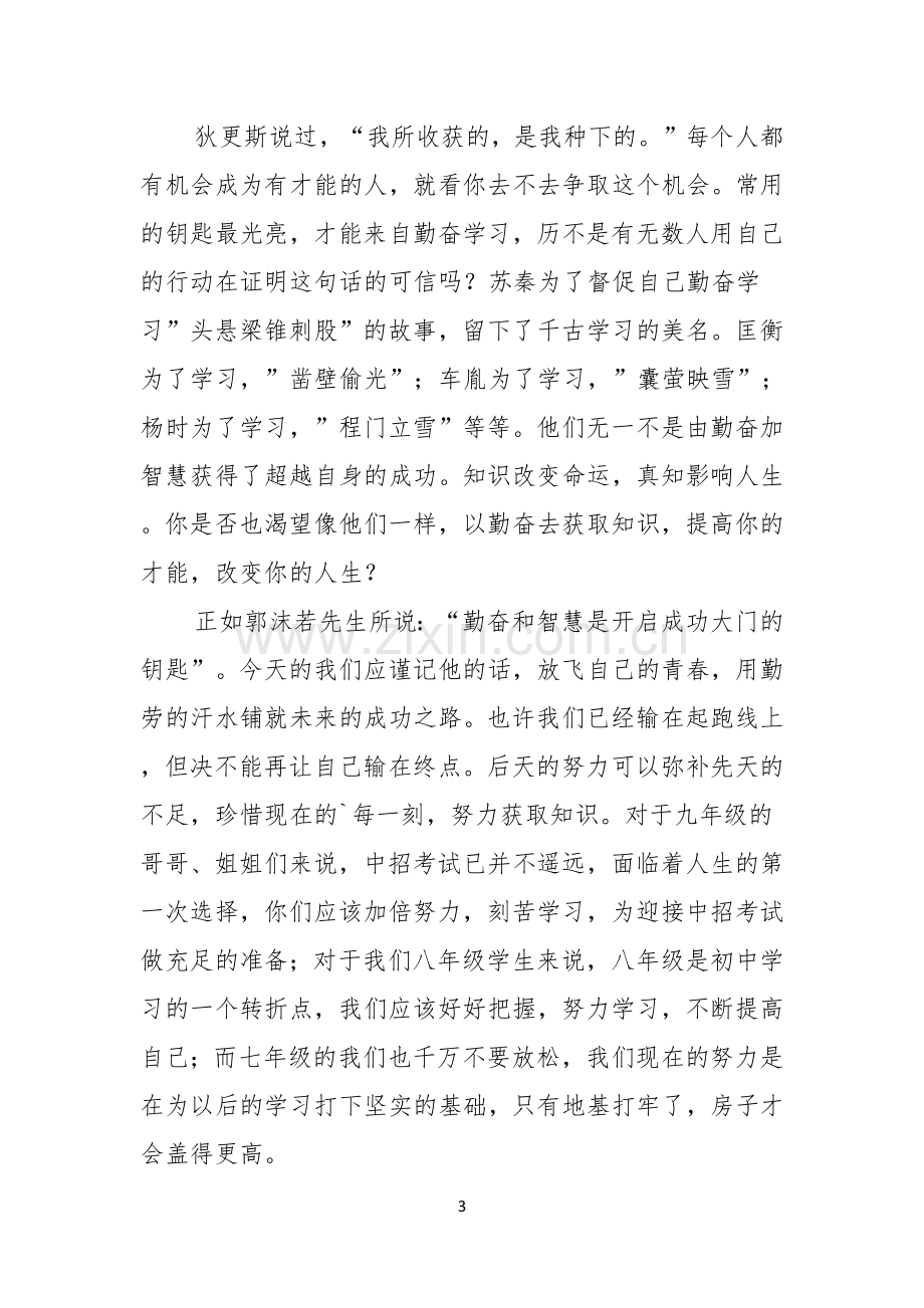 实用的初中励志演讲稿四篇.docx_第3页