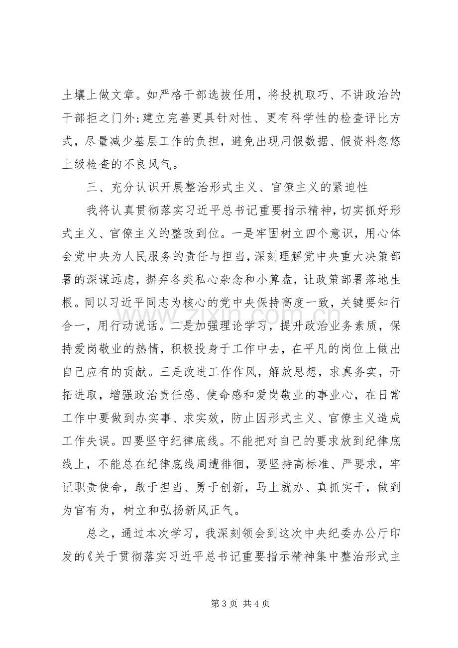 贯彻落实集中整治形式主义官僚主义工作意见的心得体会.docx_第3页