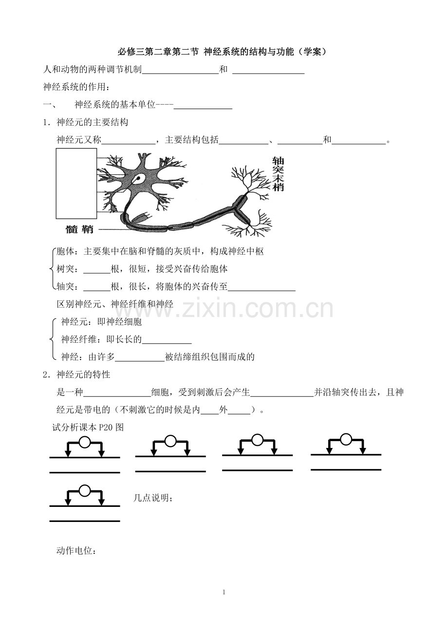 必修三第二章第二节-神经系统的结构与功能.doc_第1页